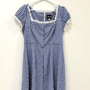 Collectif Blue Gingham Dress RARE XL SIZE 14 Rockabilly VLV Swing Retro